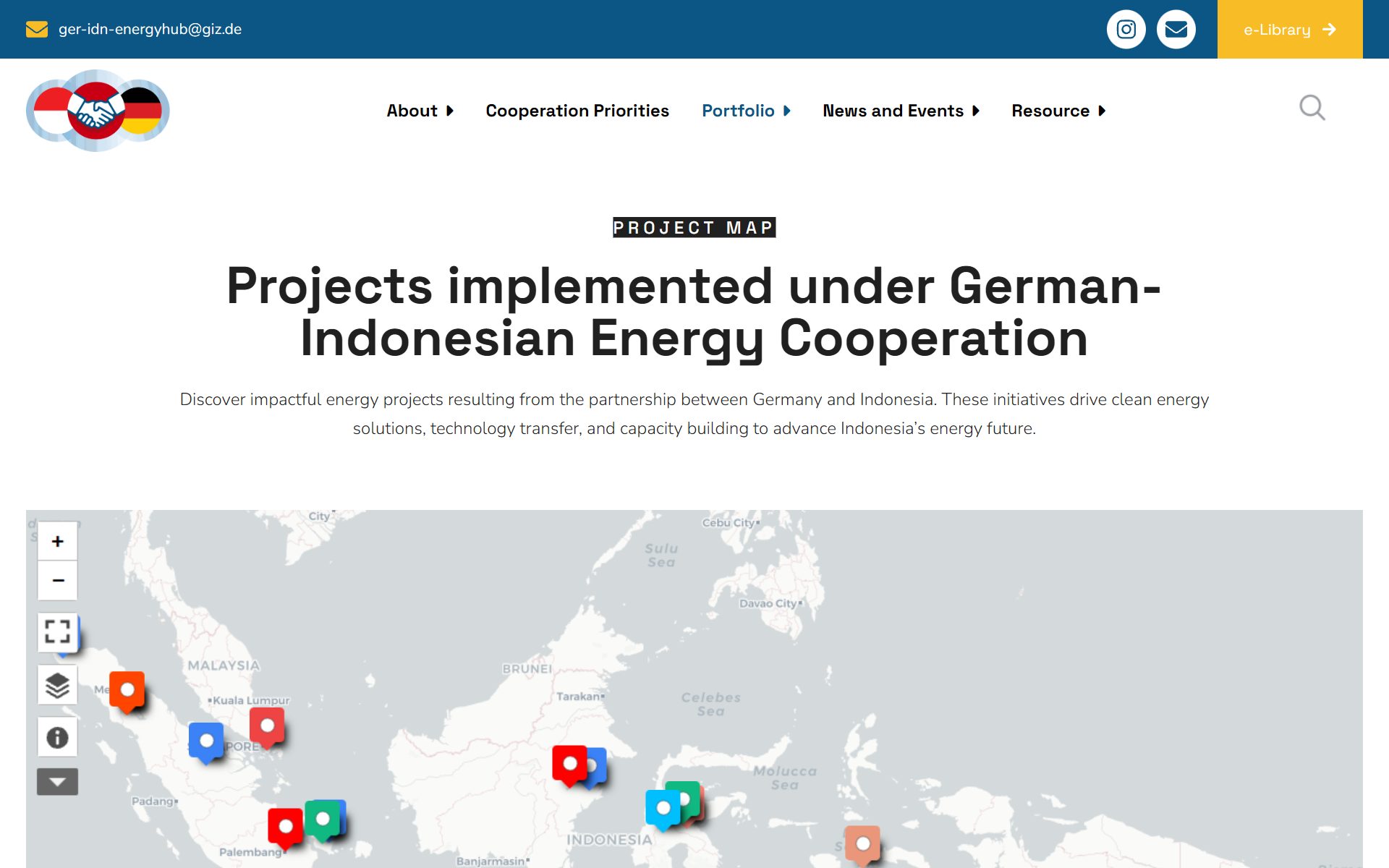 Peta proyek Energy Hub untuk kerja sama energi Jerman-Indonesia, di ger-idn.energyhub.id